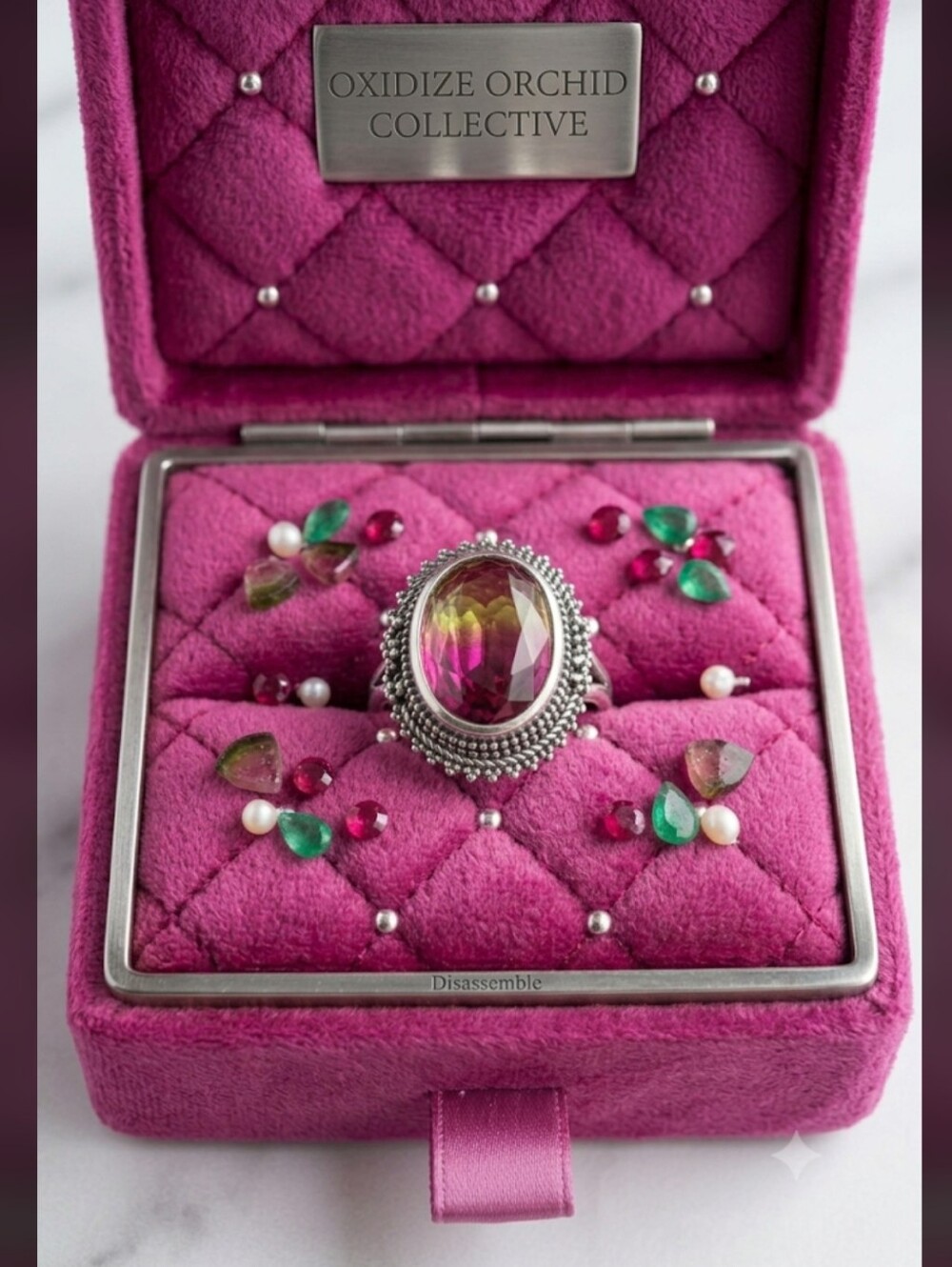 Brand New Sunset Ombré Statement Ring - Size 8.5 - Silver Plated Boho Filigree